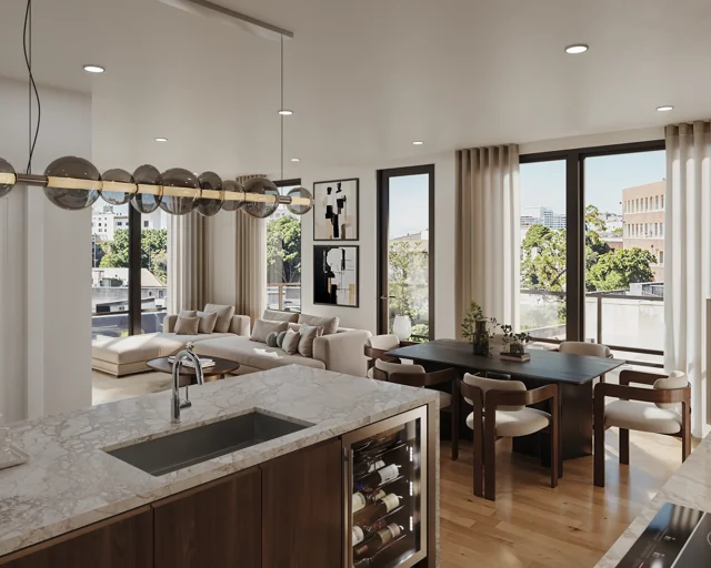 80 on Vernon · Penthouse living area