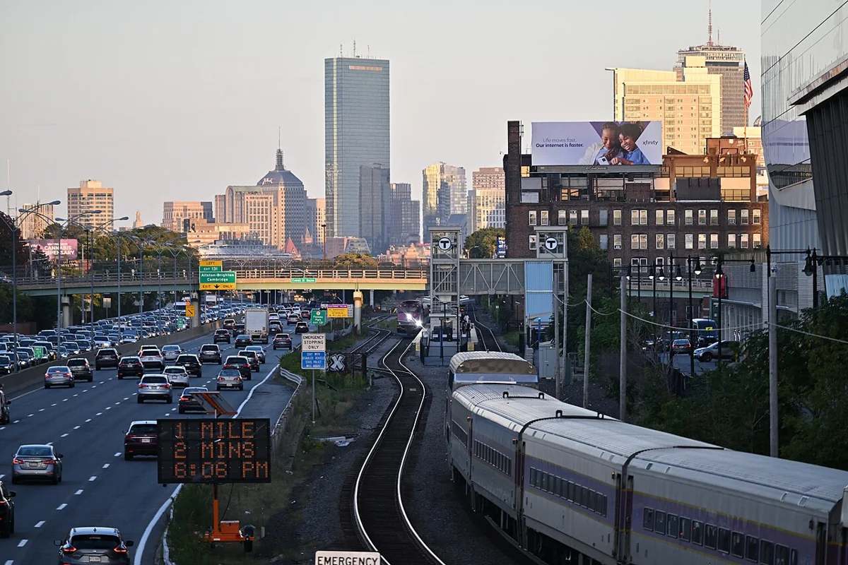 Commuter Rail at Boston Landing · Brighton
