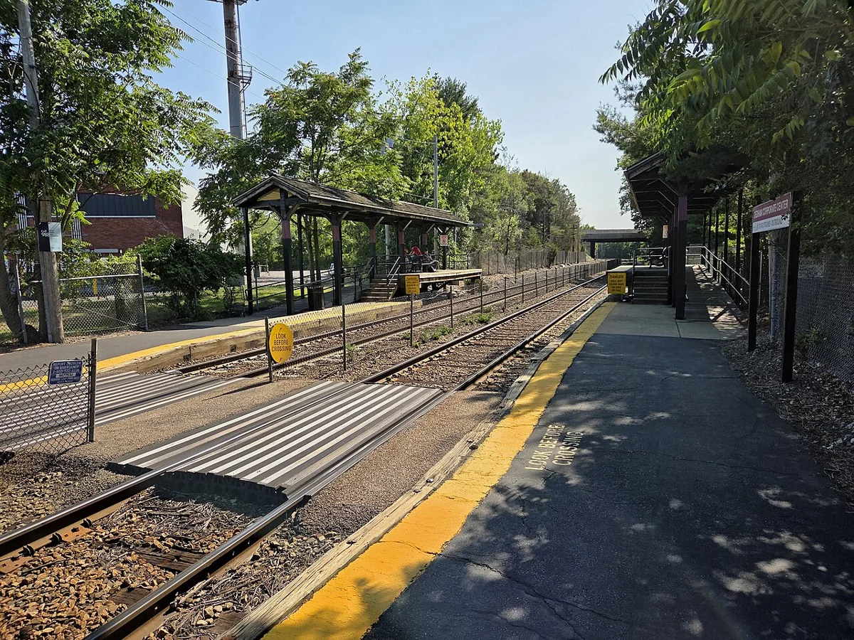 Dedham Corporate Center station platforms · Dedham