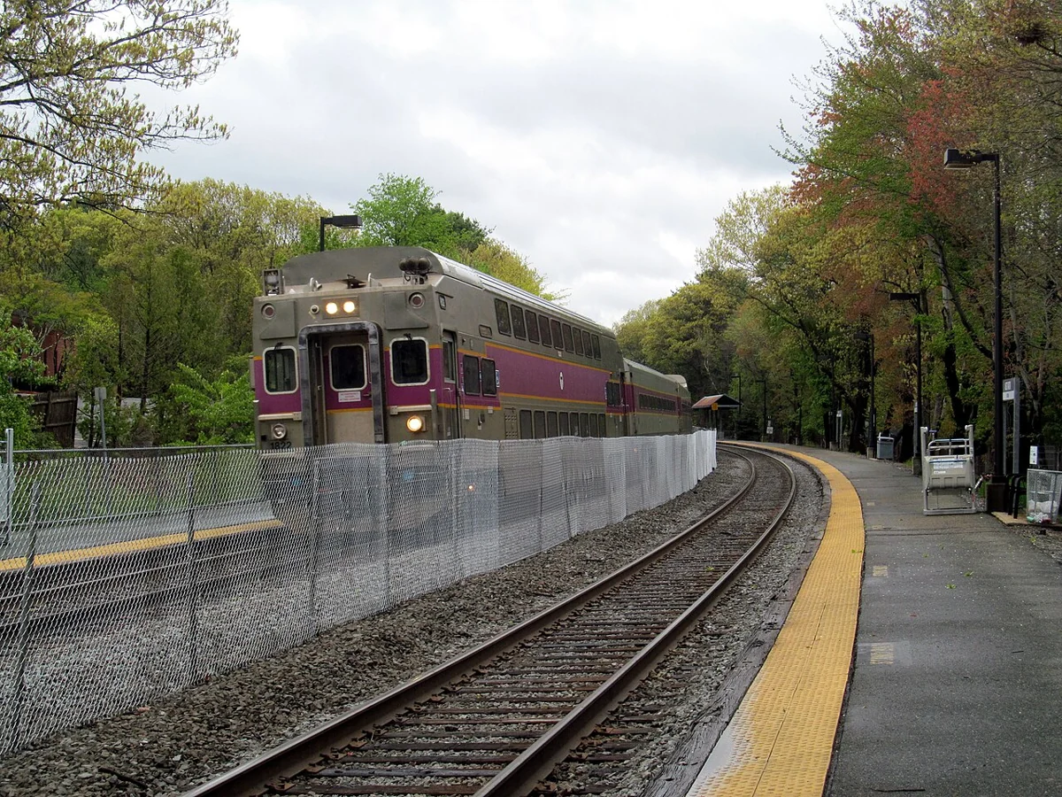 Commuter Rail train at West Natick station · Natick
