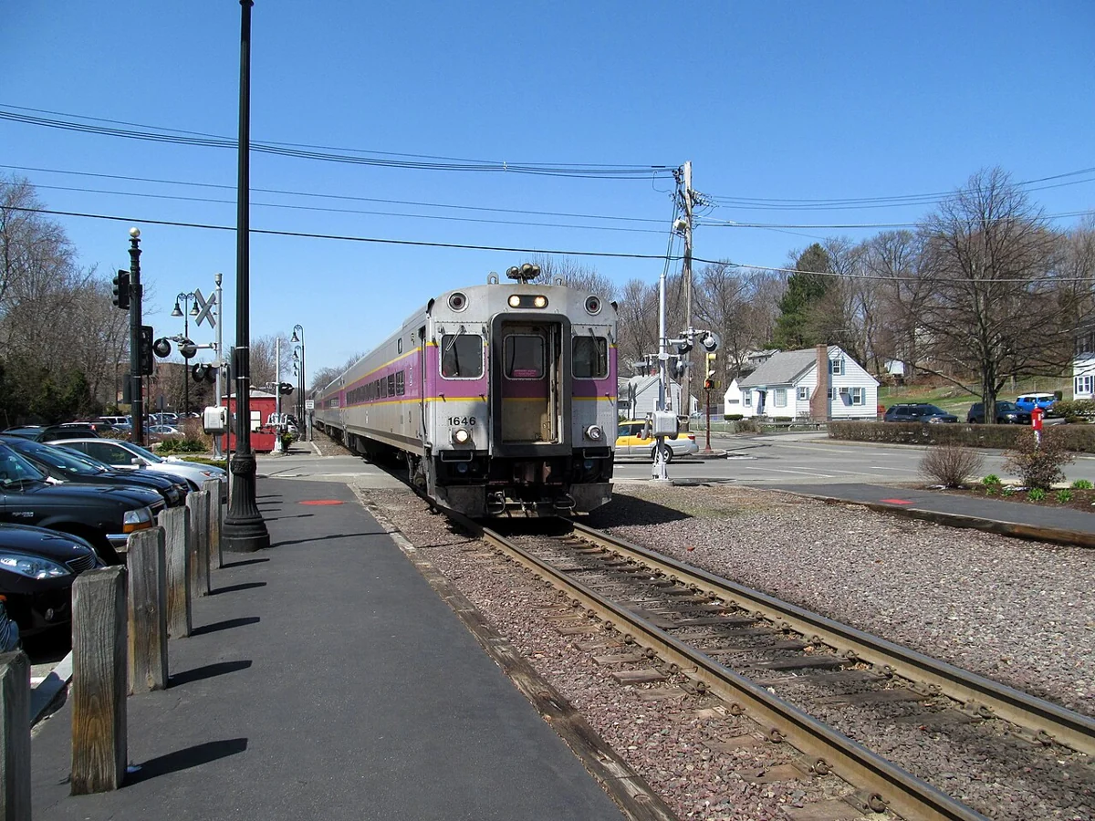 Commuter Rail train entering Reading station · Reading